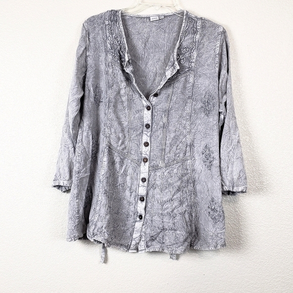 Gray Embroidered romantic top - Picture 2 of 4
